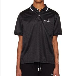 Sergio Tacchini Men's Fall Geo Polo Short Sleeve Shirt Size Medium Black NWT